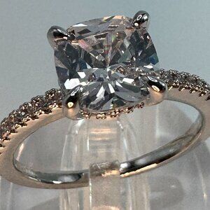 Womens Silver Plated Brass Ring Cubic Zirconia